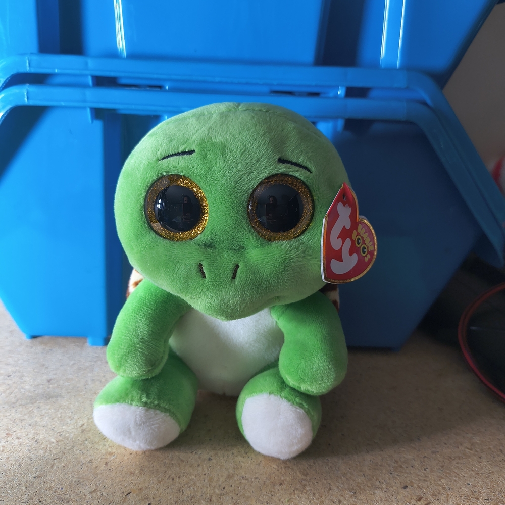 Ty Green Turtle Plush with Big Eyes